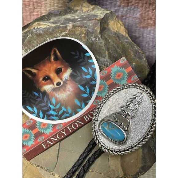 TURQUOISE BEAR SILVER BOLO LARIAT Y NECKLACE MENS WOMENS MOM DAD GIFT WESTERN - Picture 6 of 16